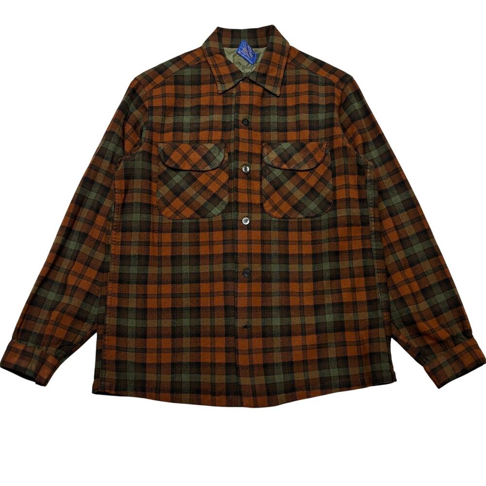 Vintage 1970s Pendleton Wool Board Shirt Loop Collar Men's Small